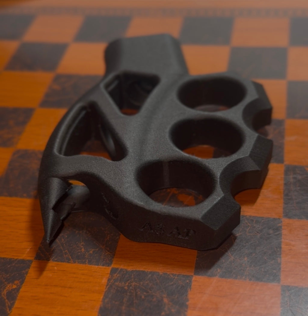 Black Carbon Fiber Spiked Brass Knuckle AR-15 Pistol Grip
